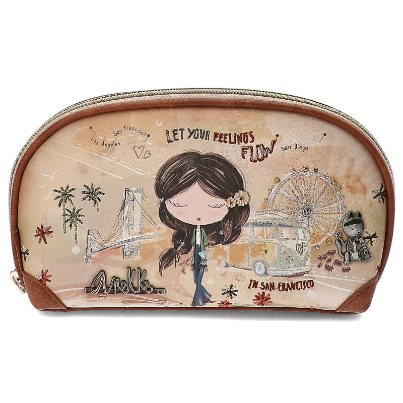 Brązowy Duży Portfel Damski Anekke Z Laleczką