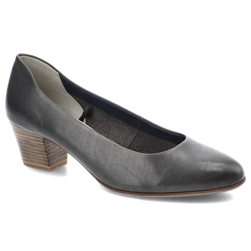 Czółenka damskie Tamaris, naturalna skóra licowa z zabudowaną cholewką stabilnym obcasem o średniej wysokości oraz z lekko zaokrąglonym noskiem, gran