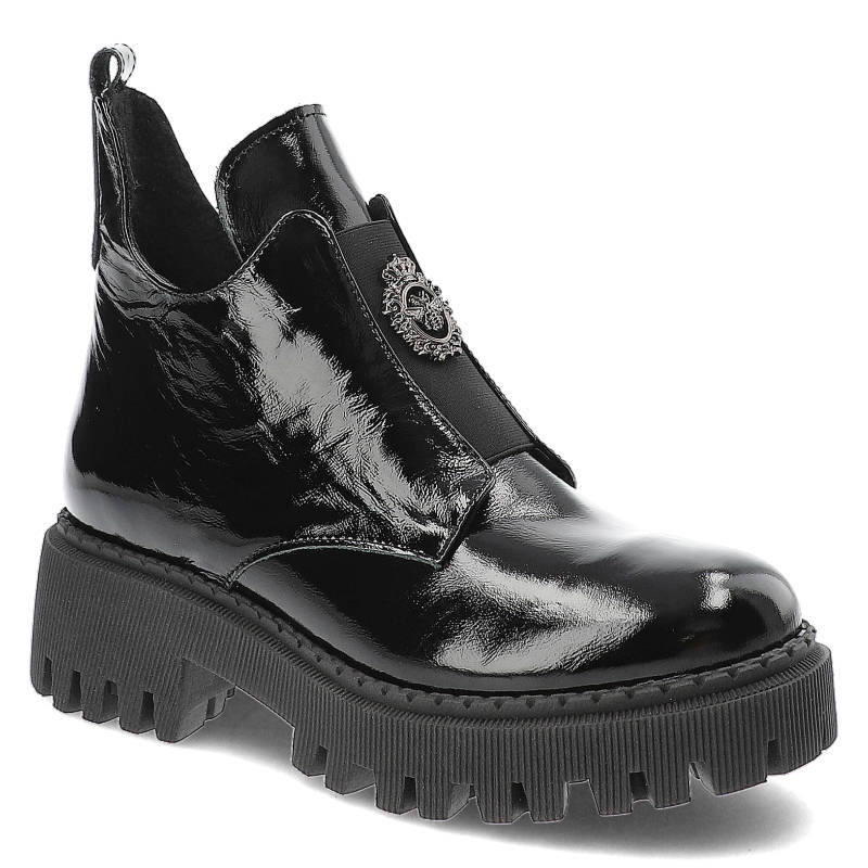 Czarne Botki Lemar Damskie Eleganckie Obuwie na Jesień