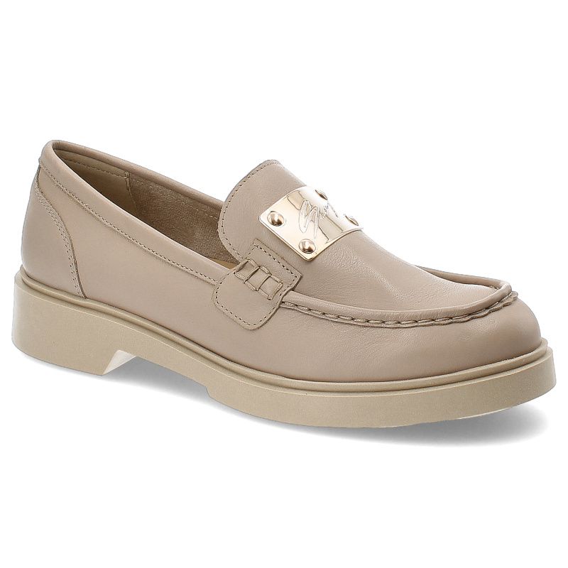 Beżowe Mokasyny Nessi Stylowe Wsuwane Obuwie Damskie