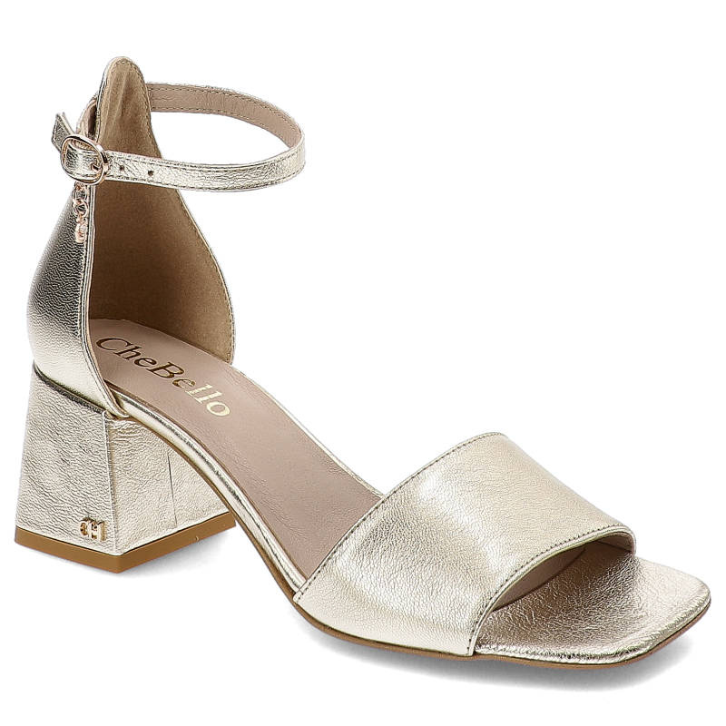 Złote Sandały Chebello Eleganckie Obuwie Damskie