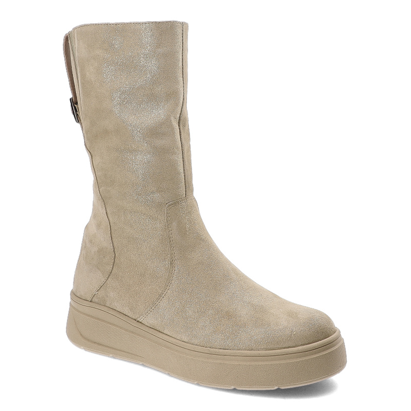 Beżowe Botki Armodo Bardzo Ciepłe Obuwie Damskie