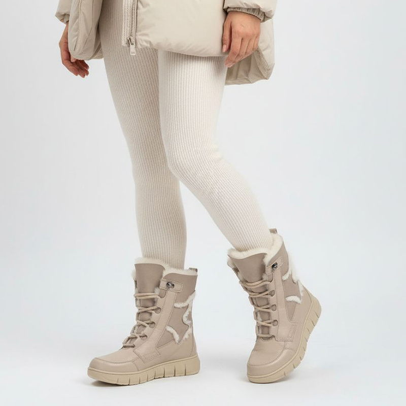 Beżowe Botki Armodo Modne Obuwie Damskie Z Futerkiem