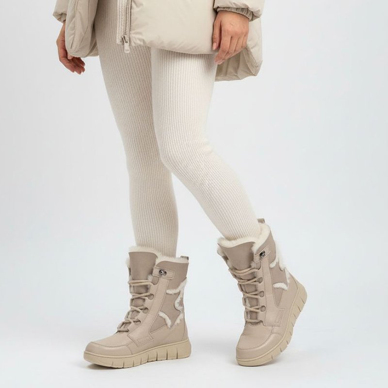 Beżowe Botki Armodo Modne Obuwie Damskie Z Futerkiem