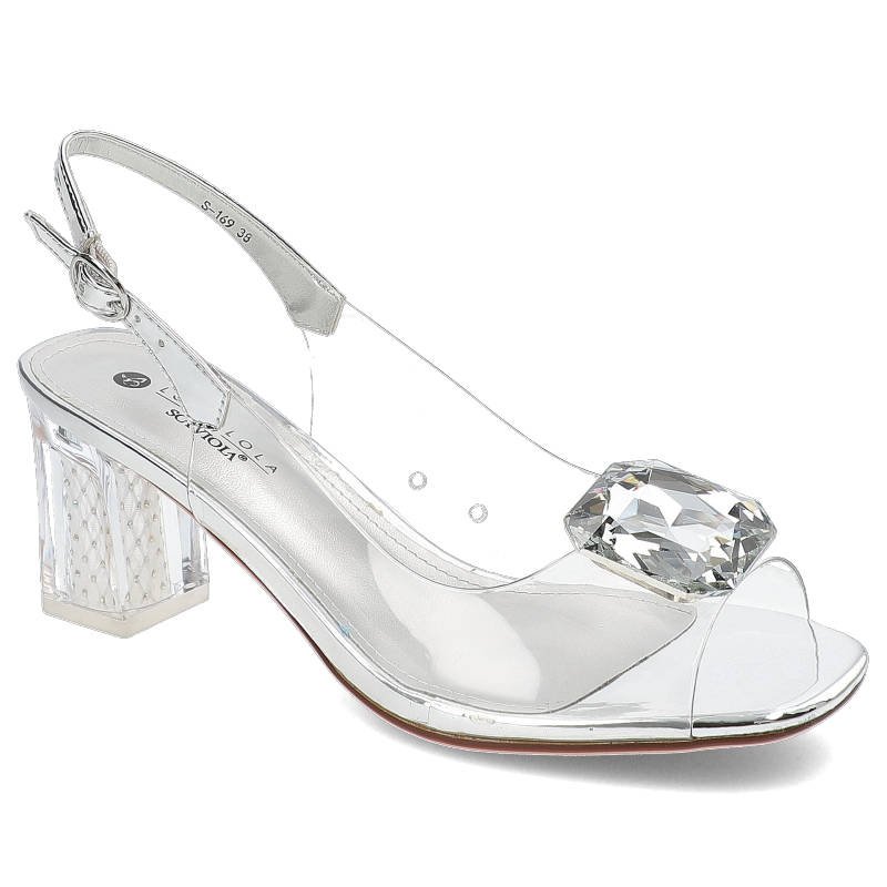 Srebrne Sandały Sca'viola Damskie Buty Na Obcasie