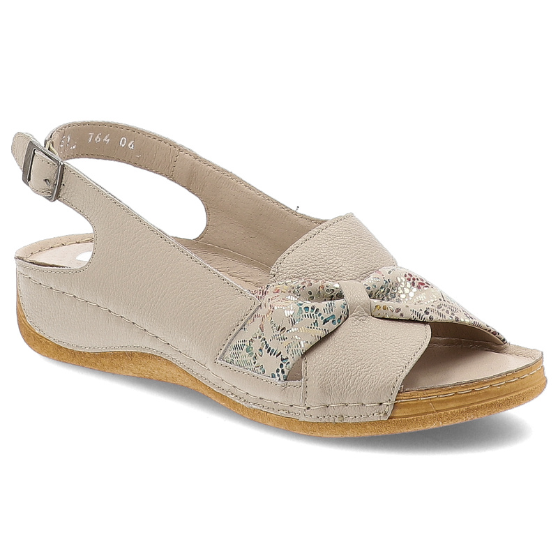 Beżowe Sandały Armodo Skórzane Obuwie Damskie