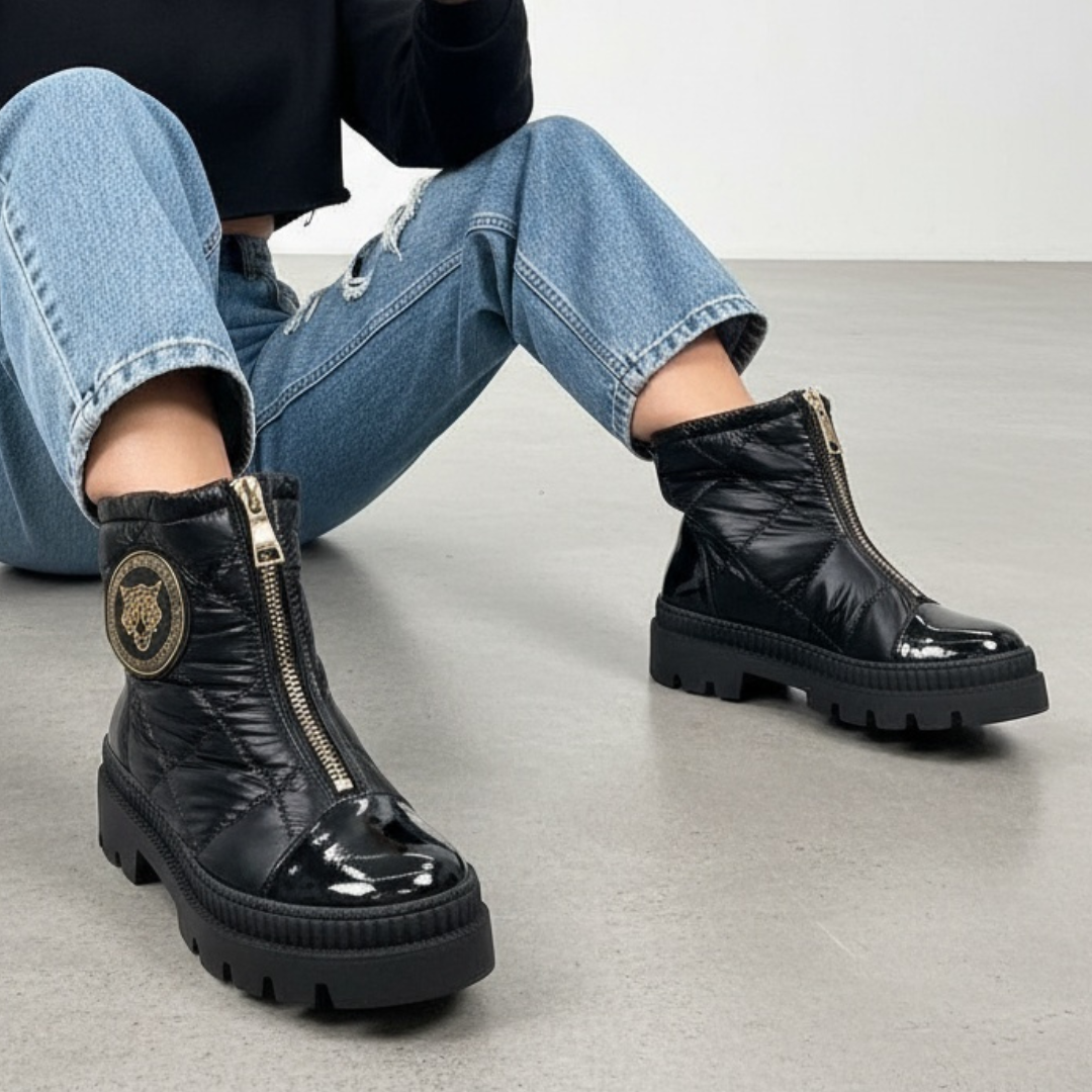 Czarne Śniegowce Damiss Modne Ocieplane Buty Damskie