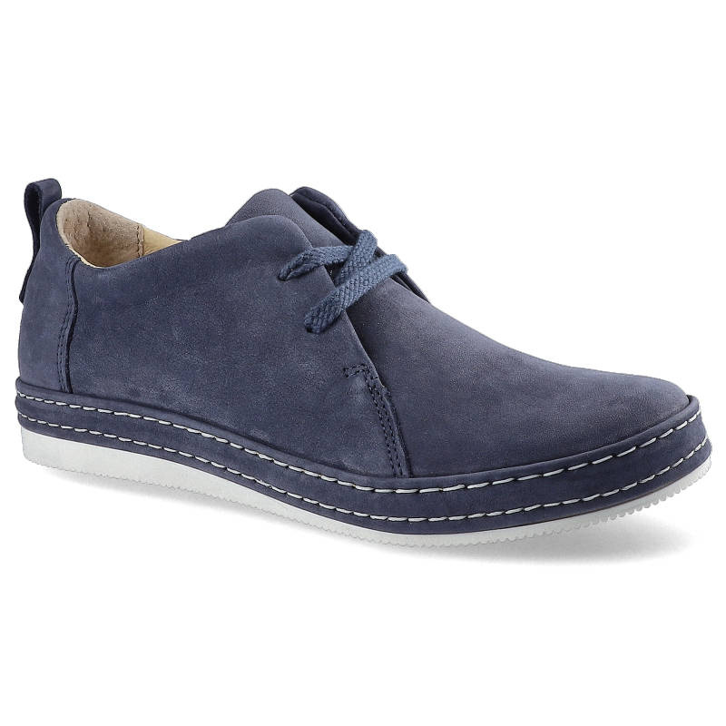 Półbuty damskie Nagaba, ze skóry naturalnej i sznurowane, granatowe, 382 Samuel