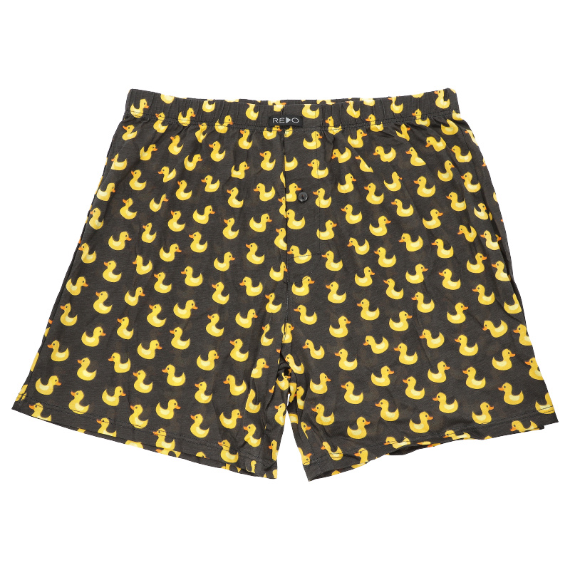 Bokserki męskie Redo, bawełniane w kaczki we wzorki elastyczne i wygodne, żółte, 1BB-151