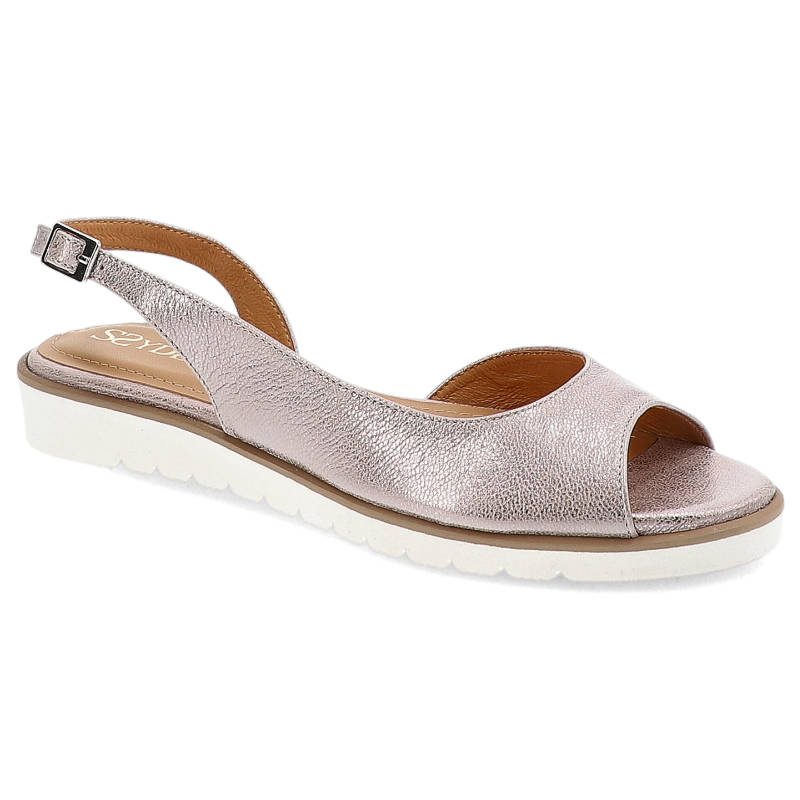 Sandały damskie Szydłowski, skórzane i na płaskiej podeszwie, różowe, 1848-Rozowy-363