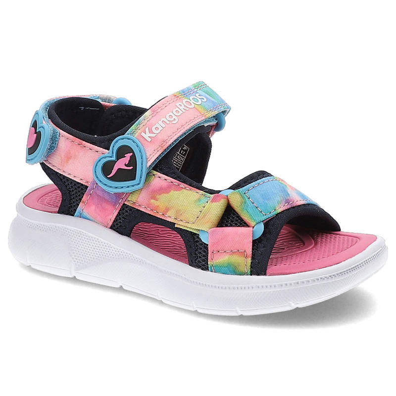 Sandały damskie Kangaroos, cholewka z materiału tekstylnego z kolorowymi paskami zapinanymi na rzep miękka wkładka oraz grubsza profilowana podeszwa,