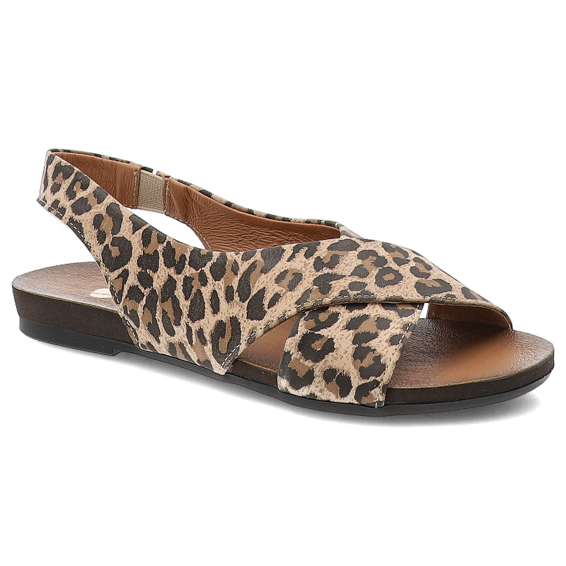 Beżowe Sandały Armodo Stylowe Wsuwane Obuwie Damskie Lampart