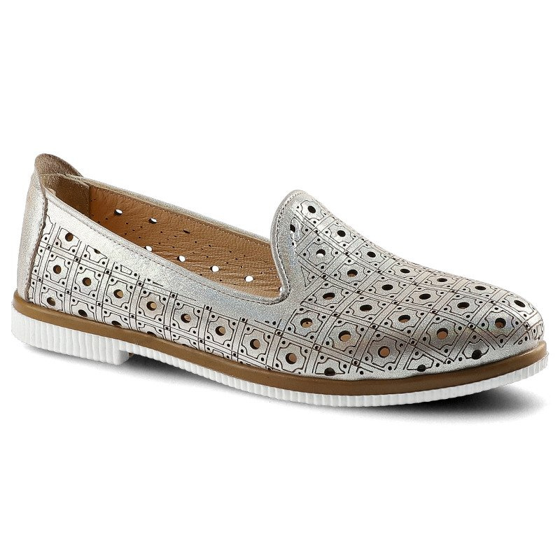 Półbuty damskie Artiker, wykonane z materiału o gładkiej powierzchni z geometrycznymi perforacjami z wsuwanym fasonem, złote, 46C0451