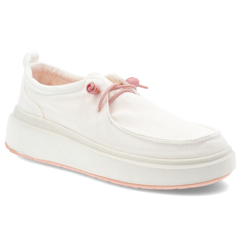 Półbuty damskie Jeep, na platformie z okrągłym noskiem wsuwane materiałowe, białe, JL51500A-098