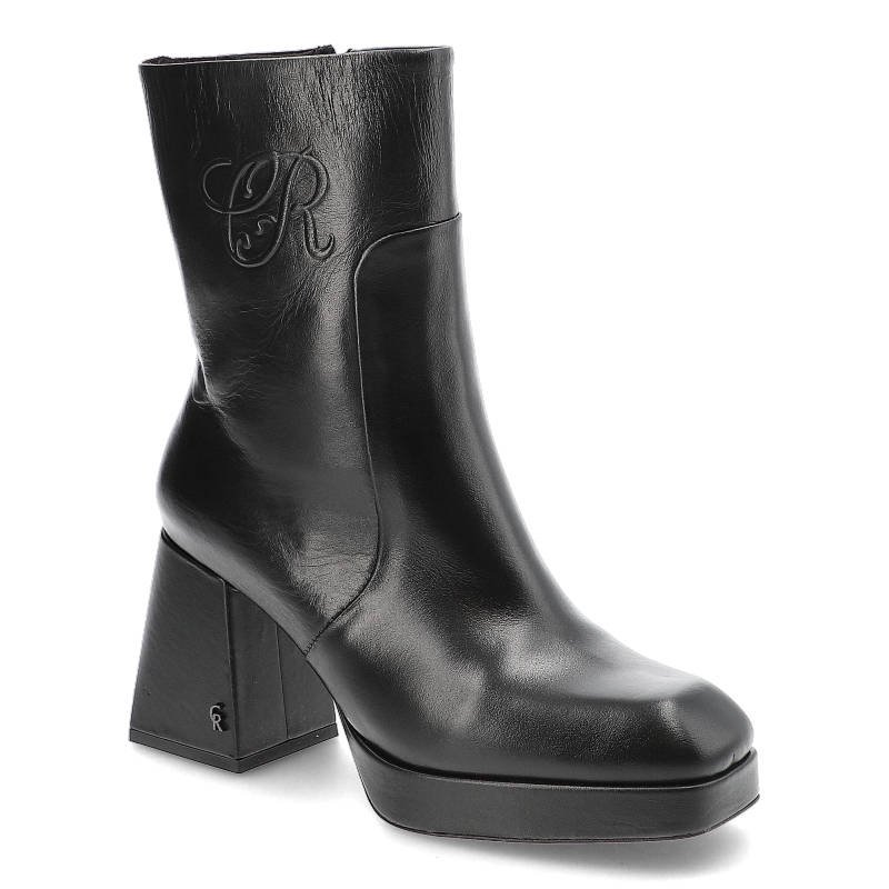 Botki damskie Carinii, elastyczna skarpetowa cholewka wsuwana konstrukcja masywna platformowa podeszwa, czarne, B8547‑E50‑000‑000‑E61