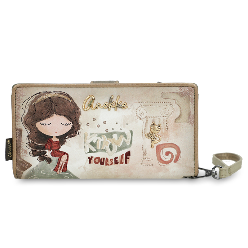 Portfel damski Anekke, duży z miejscem na zdjęcia i zabezpieczeniem RFID, beżowy, 42709-901