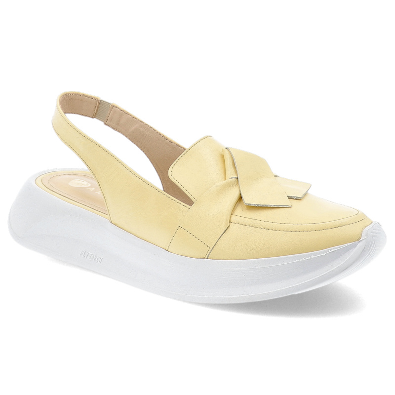 Sandały damskie Armodo, z pełnym przodem na platformie wsuwane wygodne, żółte, 1368-2712