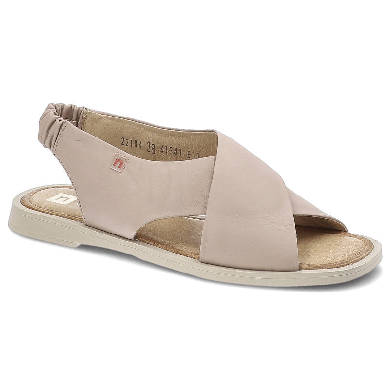 Sandaly damskie Nessi, naturalna skóra licowa z krzyżującymi się paskami na cholewce elastycznym wykończeniem, różowe, 22184-Roz-12