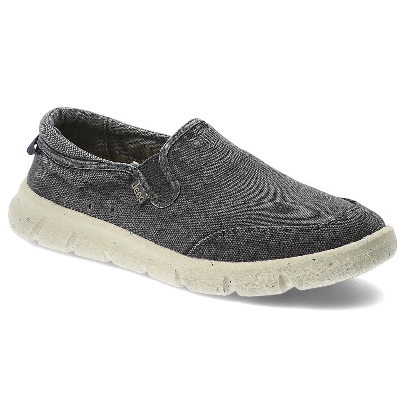 Półbuty męskie Jeep, na platformie materiałowe wsuwane z gumką z okrągłym noskiem, granatowe, JM51001A-016