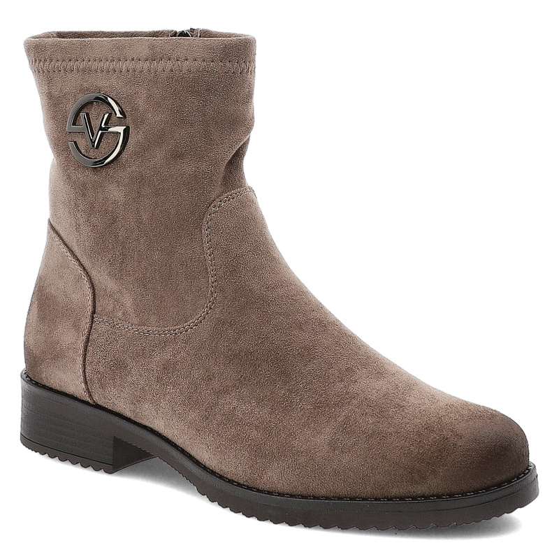 Botki damskie Vinceza, na płaskim obcasie z futerkiem wewnątrz i zapinane na zamek, beżowe, 58594