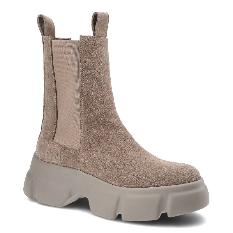 Botki damskie Carinii, zamszowa cholewka o miękkiej strukturze elastyczne wstawki po bokach masywna podeszwa o sportowym charakterze wygodny fason, b