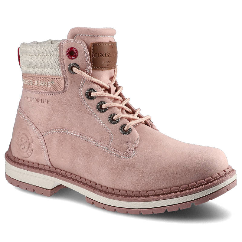 Botki damskie Cross Jeans, Wykonane z naturalnej skóry zamszowej z solidną cholewką klasycznym wycięciem sznurowanym zapięciem oraz stabilną podeszwą