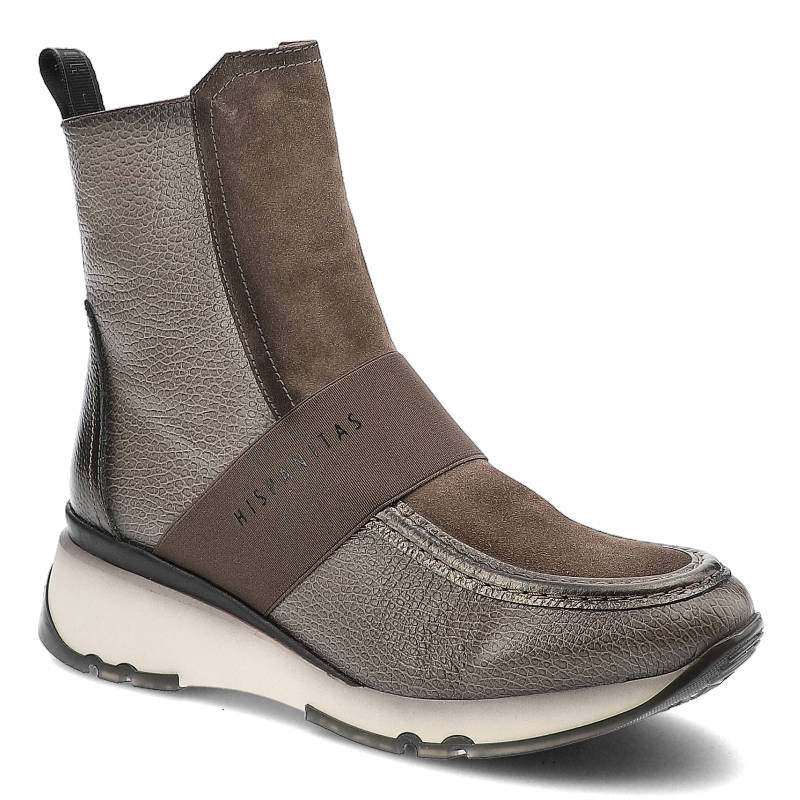 Botki damskie Hispanitas, cholewka ze skóry naturalnej i zamszu elastyczny pasek stabilizującyprofilowana wkładka, asfaltowe, HI222281‑Bolero‑I22