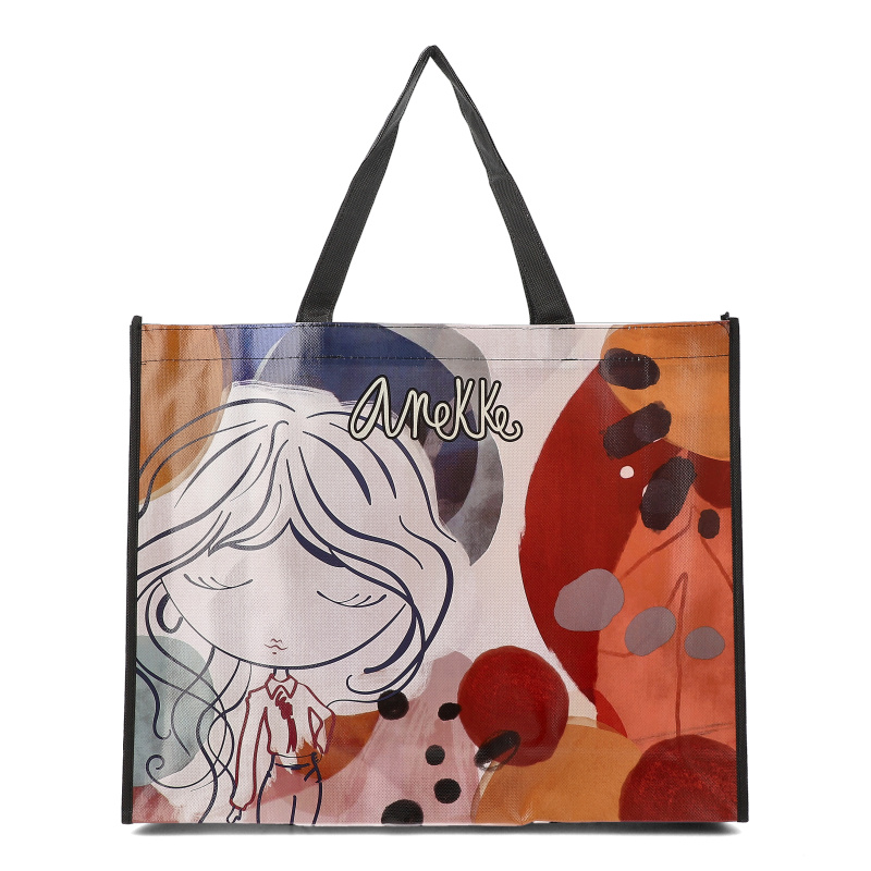 Torebka zakupowa Anekke, duża A4 trwała na zakupy we wzory, multikolor, 40474-910