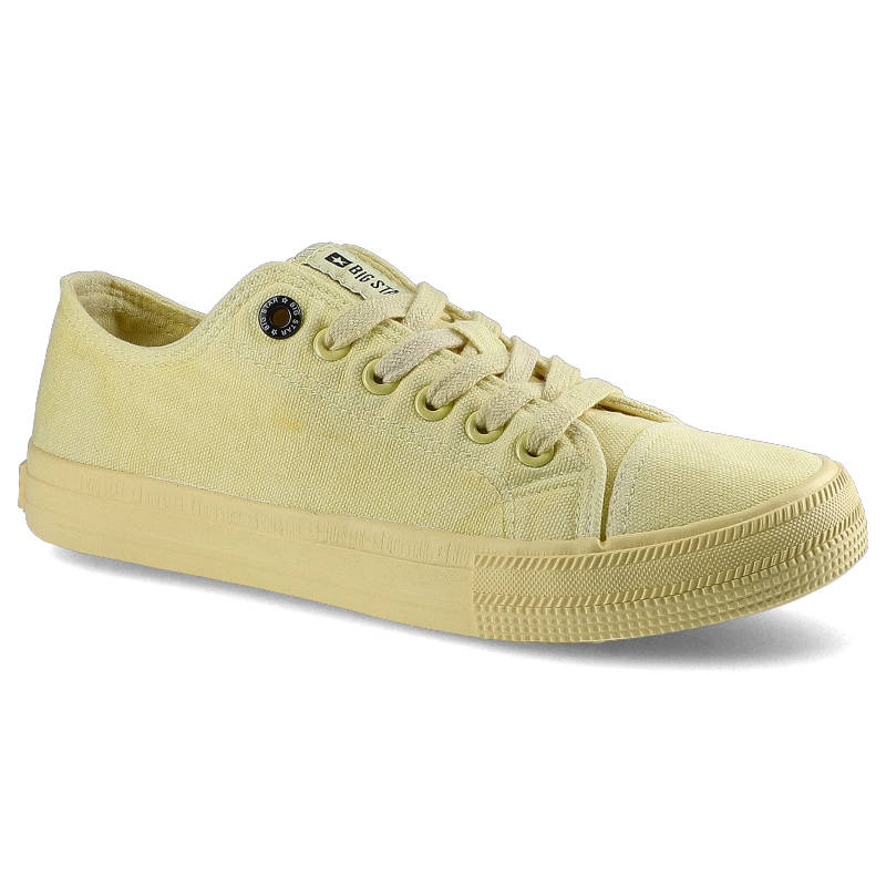 Trampki damskie Big Star, materiałowa cholewka na klasycznym płaskim gumowym spodzie, żółte, DD274441