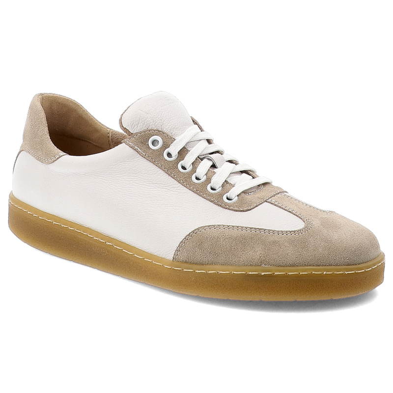 Półbuty męskie Wasak Barefoot, ze skóry naturalnej na płaskiej podeszwie sznurowane, biało-beżowe, 248