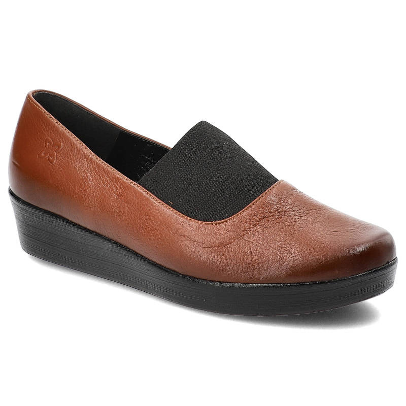 Półbuty damskie Maciejka, skórzane wsuwane i na niskiej platformie, brązowe, 02202-29-00-1