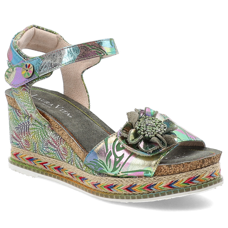 Zielone Sandały Laura Vita Eleganckie Obuwie Damskie