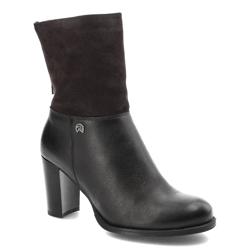 Botki damskie Karino, zapinane na suwak i na stabilnym klocku, czarne, 0939-003-M