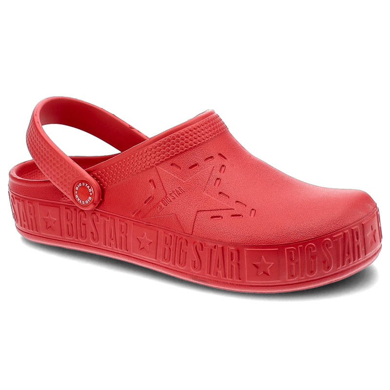 Klapki damskie Big Star, cholewka z tworzywa wsuwana konstrukcja profilowana wkładka gruba podeszwa, czerwony, II275004