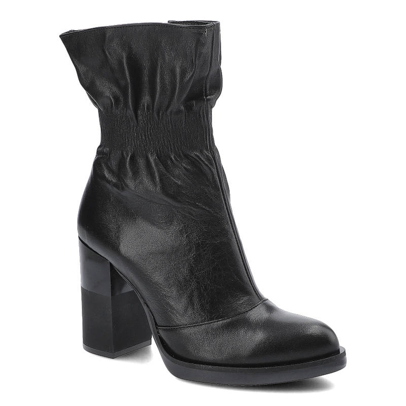 Botki damskie Grace, miękka cholewka z marszczonym wykończeniem elastyczna wstawka dopasowująca się do nogi, czarne, 2055