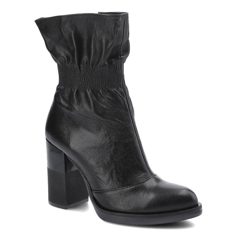 Botki damskie Grace, miękka cholewka z marszczonym wykończeniem elastyczna wstawka dopasowująca się do nogi, czarne, 2055