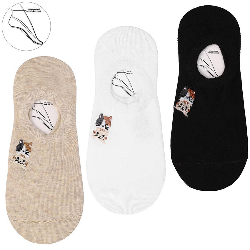 Damskie Stopki Z Kotkami Moraj Mix Kolor 3 Pary