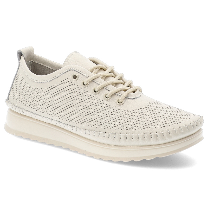 Beżowe Półbuty Vinceza Skórzane Obuwie Damskie