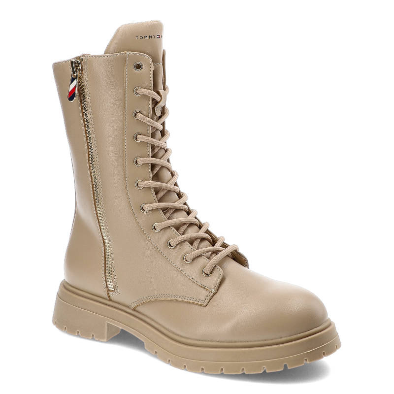 Beżowe Botki Tommy Hilfiger Modne Buty Damskie