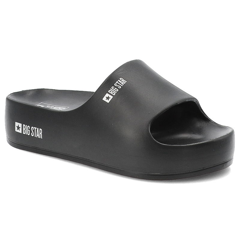 Klapki damskie Big Star, wodoodporne na grubej platformie profilowane na basen na wakacje, czarne, SS274721