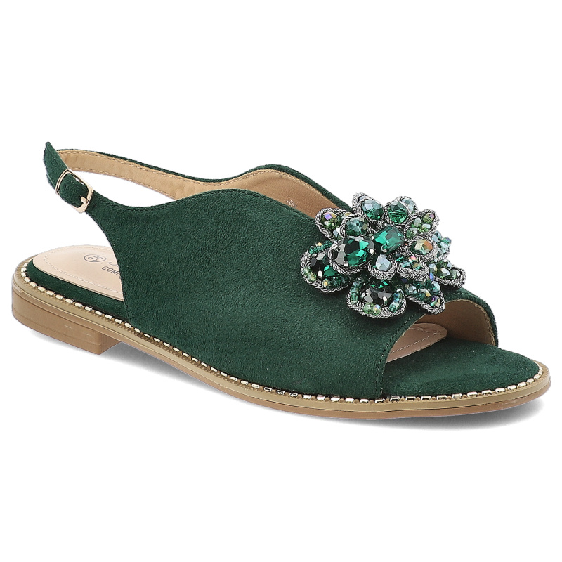 Zielone Sandały S.Barski Eleganckie Obuwie Damskie