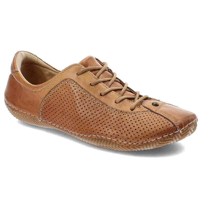 Półbuty damskie Maciejka, ze skóry naturalnej oddychające i sznurowane, brązowe, 02320-01