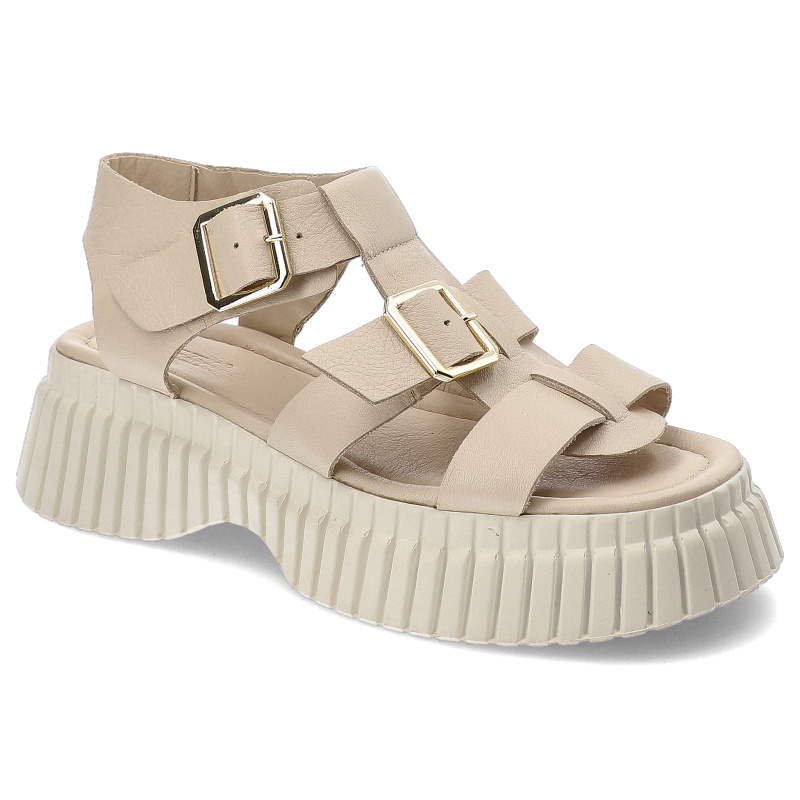 Beżowe Sandały Venezia Stylowe Obuwie Damskie Na Platformie