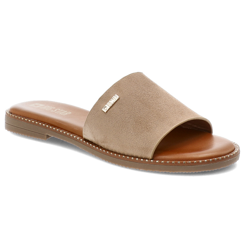 Beżowe Klapki Big Star Modne Wsuwane Obuwie Damskie