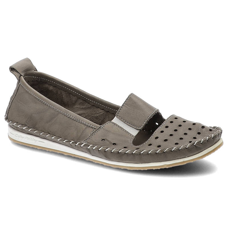 Półbuty damskie Lanqier, ażurowe i na płaskiej podeszwie, szare, 38C1156