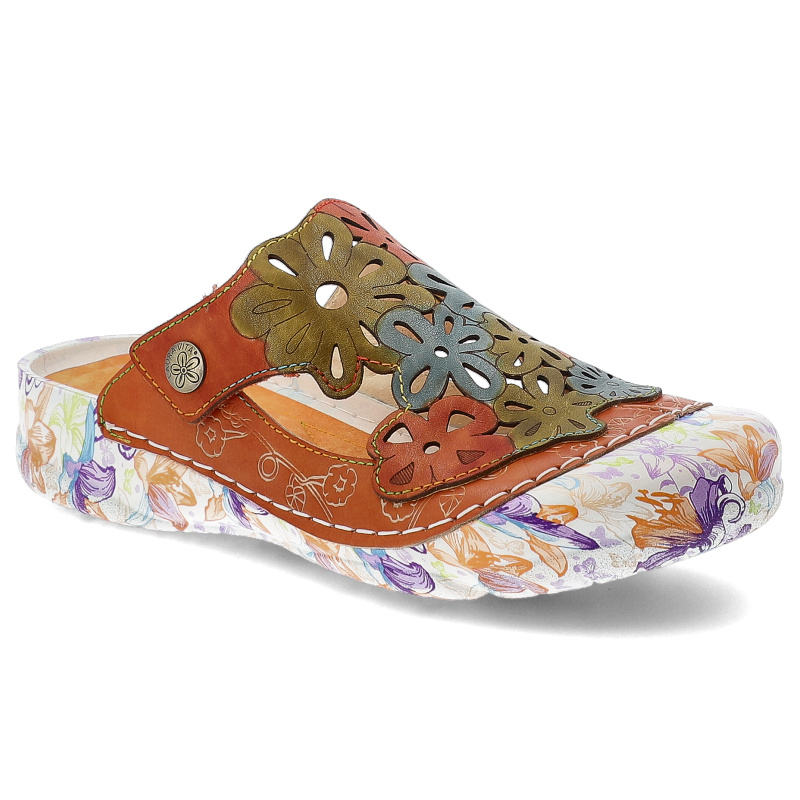 Pomarańczowe Klapki Laura Vita Stylowe Obuwie Damskie