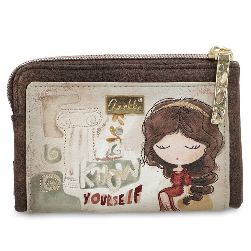 Portfel damski Anekke, z miejscem na karty i zdjęcia zapinany na zamek, multikolor, 42709-912