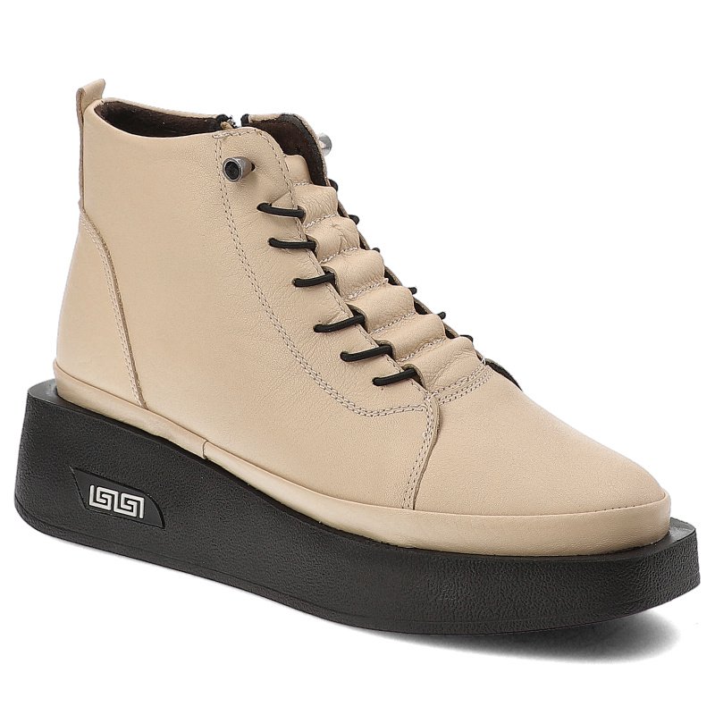 Beżowe Botki Artiker Modne Obuwie Damskie