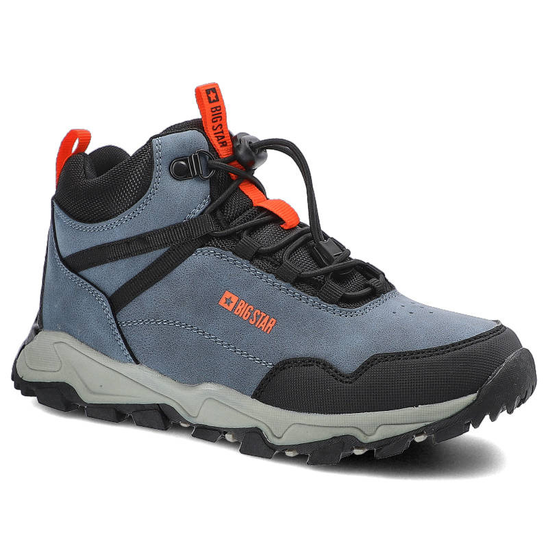 Trekkingi unisex Big Star, cholewka z trwałych materiałów o wzmocnionej konstrukcji sportowe sznurowanie z elementami technicznymi, granatowe, GG3740