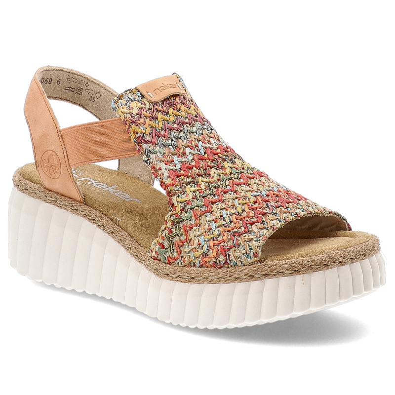 Pomarańczowe Sandały Rieker Stylowe Obuwie Damskie